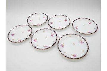 大倉陶園(OKURA、OAC)　カトレア　可愛らしいお花が魅力的なプレート6枚セット(洋食器、皿、洋蘭、オーキッド)(R-070233)