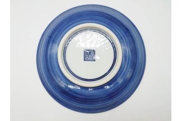加藤利昌　清水焼　祥瑞花鳥文　8.3寸　約25cm　落ち着いた色合いが素敵な大皿2枚セット(和食器、和皿、染付、八寸三分)(R-070234)
