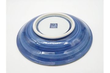 加藤利昌　清水焼　祥瑞花鳥文　8.3寸　約25cm　落ち着いた色合いが素敵な大皿2枚セット(和食器、和皿、染付、八寸三分)(R-070234)