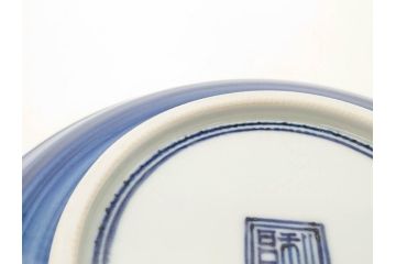 加藤利昌　清水焼　祥瑞花鳥文　8.3寸　約25cm　落ち着いた色合いが素敵な大皿2枚セット(和食器、和皿、染付、八寸三分)(R-070234)