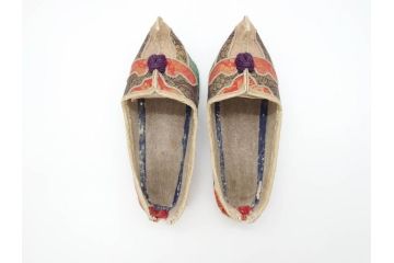 明治期　金襴製　履き物　沓(靴、くつ、仏教、僧侶、装東)(R-070235)