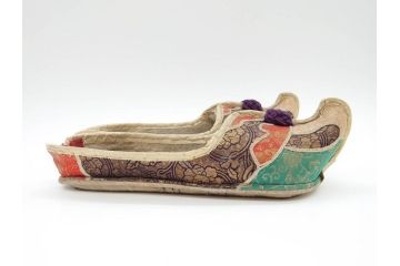 明治期　金襴製　履き物　沓(靴、くつ、仏教、僧侶、装東)(R-070235)