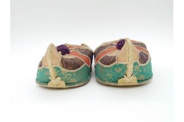 明治期　金襴製　履き物　沓(靴、くつ、仏教、僧侶、装東)(R-070235)