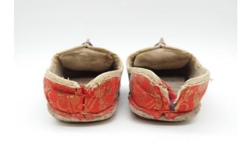 明治期　金襴製　履き物　沓(靴、くつ、仏教、僧侶、装東)(R-070235)