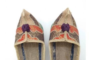 明治期　金襴製　履き物　沓(靴、くつ、仏教、僧侶、装東)(R-070235)