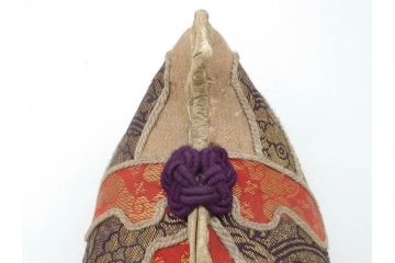 明治期　金襴製　履き物　沓(靴、くつ、仏教、僧侶、装東)(R-070235)