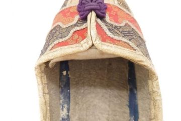 明治期　金襴製　履き物　沓(靴、くつ、仏教、僧侶、装東)(R-070235)