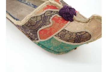 明治期　金襴製　履き物　沓(靴、くつ、仏教、僧侶、装東)(R-070235)