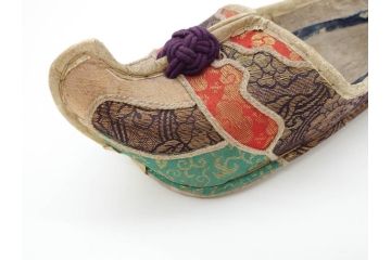 明治期　金襴製　履き物　沓(靴、くつ、仏教、僧侶、装東)(R-070235)