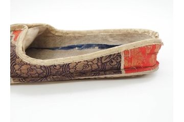 明治期　金襴製　履き物　沓(靴、くつ、仏教、僧侶、装東)(R-070235)