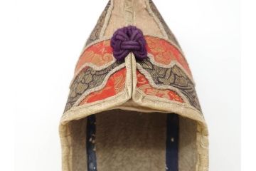 明治期　金襴製　履き物　沓(靴、くつ、仏教、僧侶、装東)(R-070235)