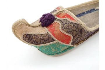 明治期　金襴製　履き物　沓(靴、くつ、仏教、僧侶、装東)(R-070235)