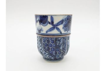 加藤利昌　清水焼　染付　祥瑞文　落ち着いた和の雰囲気にぴったりの湯呑み5客セット(和食器、湯のみ)(R-070238)