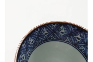 加藤利昌　清水焼　染付　祥瑞文　落ち着いた和の雰囲気にぴったりの湯呑み5客セット(和食器、湯のみ)(R-070238)