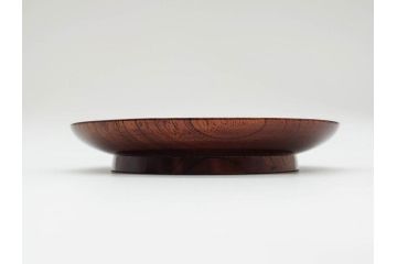 人間国宝　川北良造　金線象嵌　欅(ケヤキ)造　約17cm　杢目が美しく落ち着いた雰囲気の銘々皿6枚セット(共箱付き、木製皿、中皿)(R-070259)