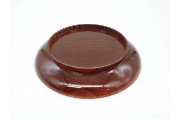人間国宝　川北良造　金線象嵌　欅(ケヤキ)造　約17cm　杢目が美しく落ち着いた雰囲気の銘々皿6枚セット(共箱付き、木製皿、中皿)(R-070259)
