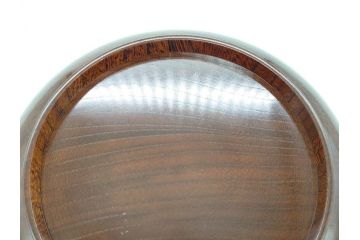 人間国宝　川北良造　金線象嵌　欅(ケヤキ)造　約17cm　杢目が美しく落ち着いた雰囲気の銘々皿6枚セット(共箱付き、木製皿、中皿)(R-070259)