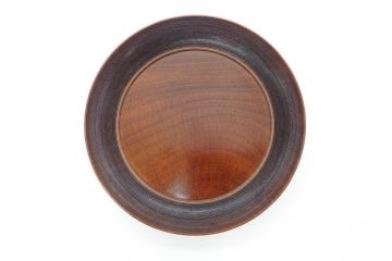 人間国宝　川北良造　金線象嵌　欅(ケヤキ)造　約17cm　杢目が美しく落ち着いた雰囲気の銘々皿6枚セット(共箱付き、木製皿、中皿)(R-070259)