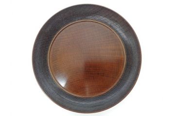 人間国宝　川北良造　金線象嵌　欅(ケヤキ)造　約17cm　杢目が美しく落ち着いた雰囲気の銘々皿6枚セット(共箱付き、木製皿、中皿)(R-070259)