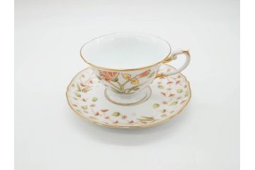 大倉陶園(OAC)　OKURA CHINA　フラワー　華やかな花のデザインが気分を上げてくれるティーカップ&ソーサー3客セット(箱付き、洋食器)(R-070260)