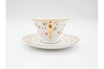大倉陶園(OAC)　OKURA CHINA　フラワー　華やかな花のデザインが気分を上げてくれるティーカップ&ソーサー3客セット(箱付き、洋食器)(R-070260)