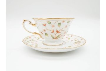 大倉陶園(OAC)　OKURA CHINA　フラワー　華やかな花のデザインが気分を上げてくれるティーカップ&ソーサー3客セット(箱付き、洋食器)(R-070260)