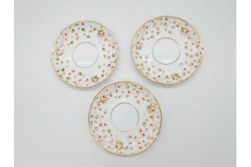 大倉陶園(OAC)　OKURA CHINA　フラワー　華やかな花のデザインが気分を上げてくれるティーカップ&ソーサー3客セット(箱付き、洋食器)(R-070260)