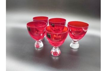 イギリス　ROYAL DOULTON(ロイヤルドルトン)　ジュリアン・マクドナルド(JM)　鮮やかな赤色が目を惹くイグナイトタンブラー5客セット(グラス、洋食器)(R-070261)