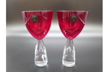 イギリス　ROYAL DOULTON(ロイヤルドルトン)　ジュリアン・マクドナルド(JM)　鮮やかな赤色が美しいイグナイトタンブラー3客セット(グラス、洋食器)(R-070262)