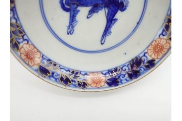 幕末〜明治期　伊万里　4.1寸　約13cm　煌びやかな色絵が目を惹く蓋付き茶碗5客セット(麒麟の図、和食器、四寸一分)(R-070265)