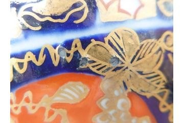 幕末〜明治期　伊万里　4.1寸　約13cm　煌びやかな色絵が目を惹く蓋付き茶碗5客セット(麒麟の図、和食器、四寸一分)(R-070265)