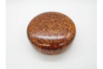 稀少　人間国宝　川北良造　栃杢　金象嵌　杢目が美しく高級感漂う食籠(喰篭、食篭、菓子器、菓子入れ、共箱付き)(R-070267)
