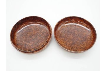 稀少　人間国宝　川北良造　栃杢　金象嵌　杢目が美しく高級感漂う食籠(喰篭、食篭、菓子器、菓子入れ、共箱付き)(R-070267)