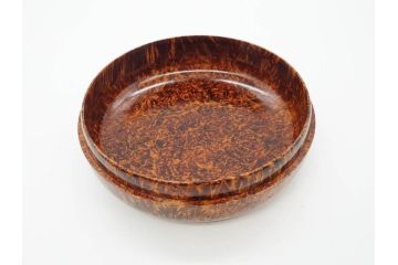 稀少　人間国宝　川北良造　栃杢　金象嵌　杢目が美しく高級感漂う食籠(喰篭、食篭、菓子器、菓子入れ、共箱付き)(R-070267)