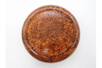 稀少　人間国宝　川北良造　栃杢　金象嵌　杢目が美しく高級感漂う食籠(喰篭、食篭、菓子器、菓子入れ、共箱付き)(R-070267)