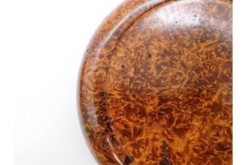 稀少　人間国宝　川北良造　栃杢　金象嵌　杢目が美しく高級感漂う食籠(喰篭、食篭、菓子器、菓子入れ、共箱付き)(R-070267)