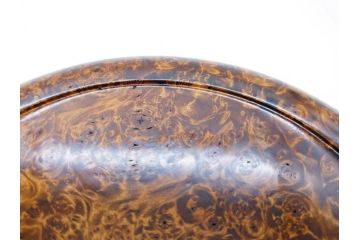 稀少　人間国宝　川北良造　栃杢　金象嵌　杢目が美しく高級感漂う食籠(喰篭、食篭、菓子器、菓子入れ、共箱付き)(R-070267)