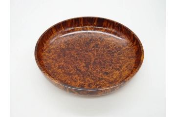 稀少　人間国宝　川北良造　栃杢　金象嵌　杢目が美しく高級感漂う食籠(喰篭、食篭、菓子器、菓子入れ、共箱付き)(R-070267)