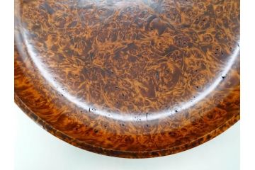稀少　人間国宝　川北良造　栃杢　金象嵌　杢目が美しく高級感漂う食籠(喰篭、食篭、菓子器、菓子入れ、共箱付き)(R-070267)