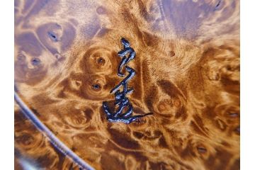 稀少　人間国宝　川北良造　栃杢　金象嵌　杢目が美しく高級感漂う食籠(喰篭、食篭、菓子器、菓子入れ、共箱付き)(R-070267)