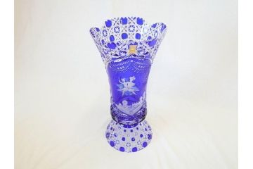 ドイツ　マイセン　Meissen　マイセンクリスタル　アラビアンナイト　美しいデザインが幻想的な空間を演出する花瓶(MEISSENER BLEIKRISTALL、カットガラス、フラワーベース、花器、花入、箱付き)(R-070268)