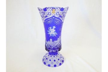 ドイツ　マイセン　Meissen　マイセンクリスタル　アラビアンナイト　美しいデザインが幻想的な空間を演出する花瓶(MEISSENER BLEIKRISTALL、カットガラス、フラワーベース、花器、花入、箱付き)(R-070268)