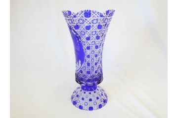 ドイツ　マイセン　Meissen　マイセンクリスタル　アラビアンナイト　美しいデザインが幻想的な空間を演出する花瓶(MEISSENER BLEIKRISTALL、カットガラス、フラワーベース、花器、花入、箱付き)(R-070268)