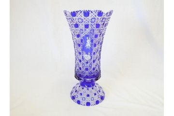 ドイツ　マイセン　Meissen　マイセンクリスタル　アラビアンナイト　美しいデザインが幻想的な空間を演出する花瓶(MEISSENER BLEIKRISTALL、カットガラス、フラワーベース、花器、花入、箱付き)(R-070268)
