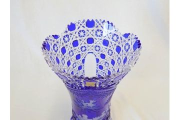 ドイツ　マイセン　Meissen　マイセンクリスタル　アラビアンナイト　美しいデザインが幻想的な空間を演出する花瓶(MEISSENER BLEIKRISTALL、カットガラス、フラワーベース、花器、花入、箱付き)(R-070268)