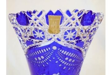 ドイツ　マイセン　Meissen　マイセンクリスタル　アラビアンナイト　美しいデザインが幻想的な空間を演出する花瓶(MEISSENER BLEIKRISTALL、カットガラス、フラワーベース、花器、花入、箱付き)(R-070268)
