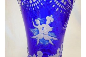 ドイツ　マイセン　Meissen　マイセンクリスタル　アラビアンナイト　美しいデザインが幻想的な空間を演出する花瓶(MEISSENER BLEIKRISTALL、カットガラス、フラワーベース、花器、花入、箱付き)(R-070268)