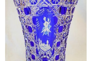 ドイツ　マイセン　Meissen　マイセンクリスタル　アラビアンナイト　美しいデザインが幻想的な空間を演出する花瓶(MEISSENER BLEIKRISTALL、カットガラス、フラワーベース、花器、花入、箱付き)(R-070268)