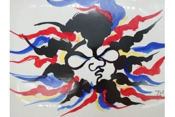 岡本太郎 「太陽の皿」　スカイライン グランプリ受賞 日本自動車大賞受賞 記念特別創作(箱付き、皿立てスタンド付き、大皿、プレート、飾り皿)(R-070269)