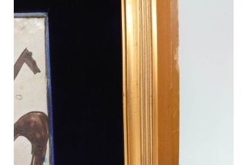 ペルシャ　サファビー朝　ポロをする図　躍動感のある素敵な陶額(在銘、陶画、サファヴィー、壁掛け)(R-070270)